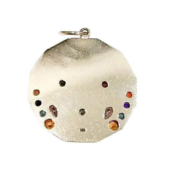 Rare Vintage Brushed 14K Gold Gemstone Windmill Pendant for Necklace - Picture 4 of 6